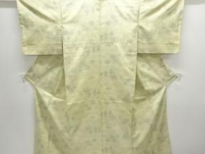 アンティーク　草葉模様織り出し十日町紬着物